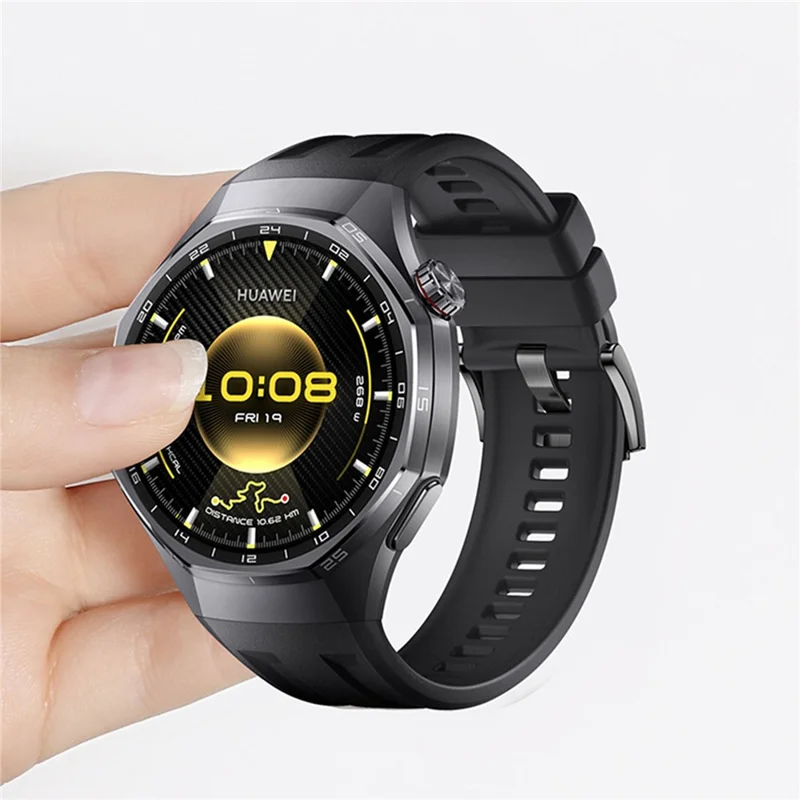 For Huawei Watch GT 6 Pro 46mm Watch Band Silicone Strap Quick Release Button - Black