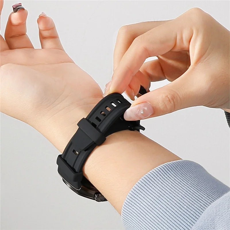 For Huawei Watch GT 6 Pro 46mm Watch Band Silicone Strap Quick Release Button - Black