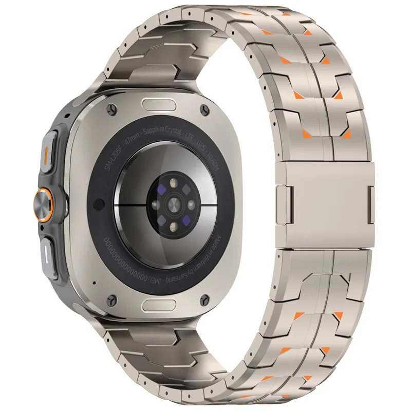 Watch Band for Samsung Galaxy Watch Ultra (2025) 47mm  /  Ultra 47mm Titanium Alloy Replacement Strap - Titanium+Orange