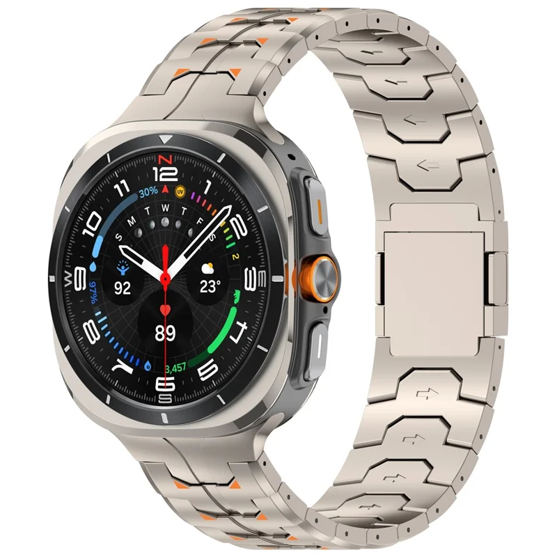 Watch Band for Samsung Galaxy Watch Ultra (2025) 47mm  /  Ultra 47mm Titanium Alloy Replacement Strap - Titanium+Orange