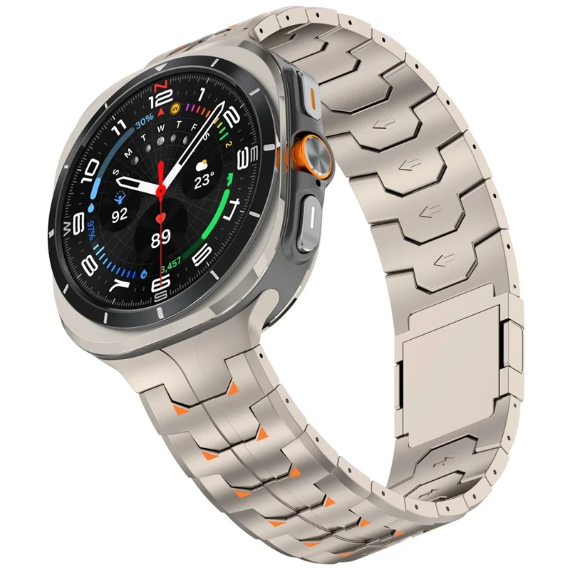 Watch Band for Samsung Galaxy Watch Ultra (2025) 47mm  /  Ultra 47mm Titanium Alloy Replacement Strap - Titanium+Orange