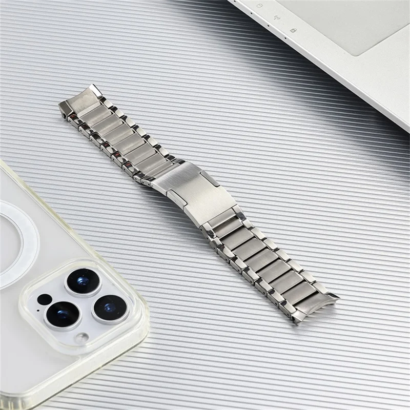 For Oppo Watch X  /  X2 Titanium Alloy Watch Band Beveled Three Bead Edge Foldable Buckle Metal Strap - Silver