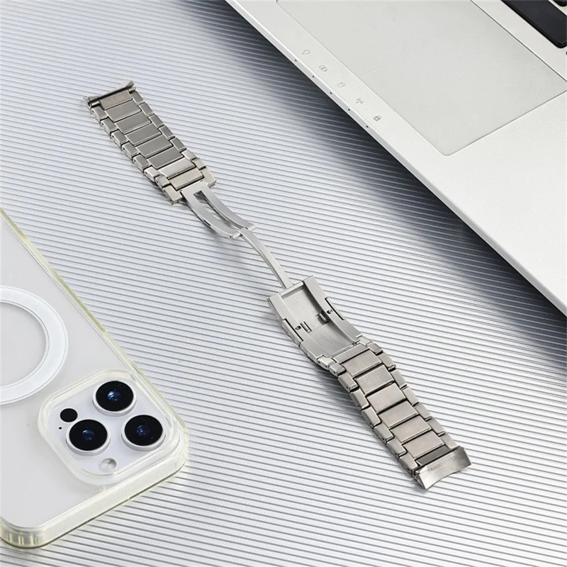 For Oppo Watch X  /  X2 Titanium Alloy Watch Band Beveled Three Bead Edge Foldable Buckle Metal Strap - Silver