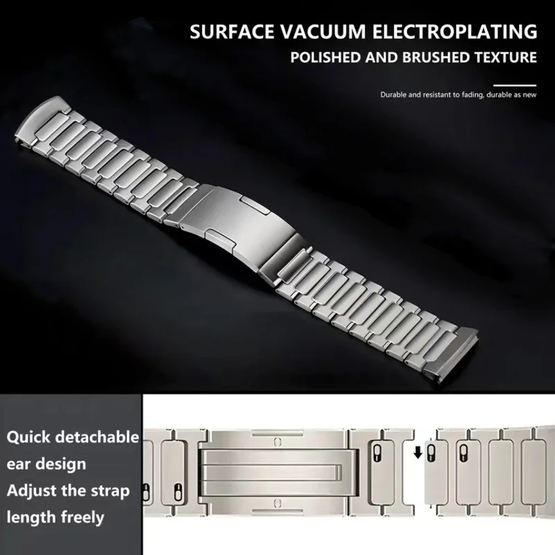 For Huawei Watch GT 6 46mm Watch Band Quick Release Detachable Titanium Alloy Strap with Folding Clasp - Black