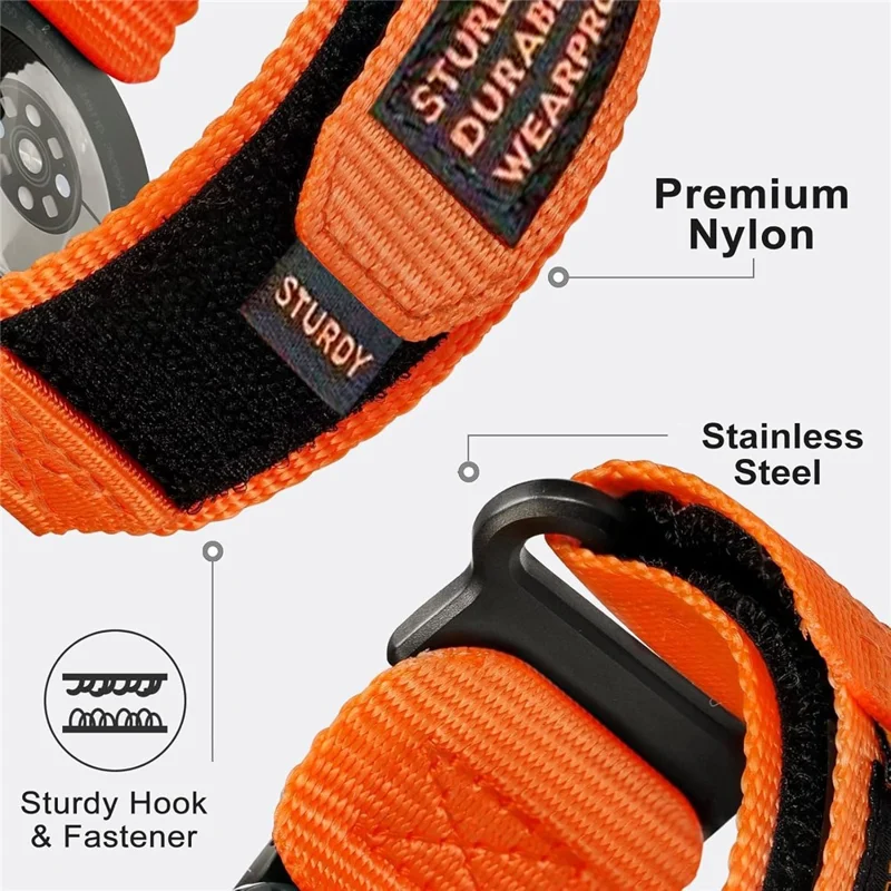 Woven Nylon Sport Band For Samsung Galaxy Watch Ultra2 / Watch Ultra (2025) 47mm / Watch Ultra 47mm Quick Release Adjustable Strap - Orange