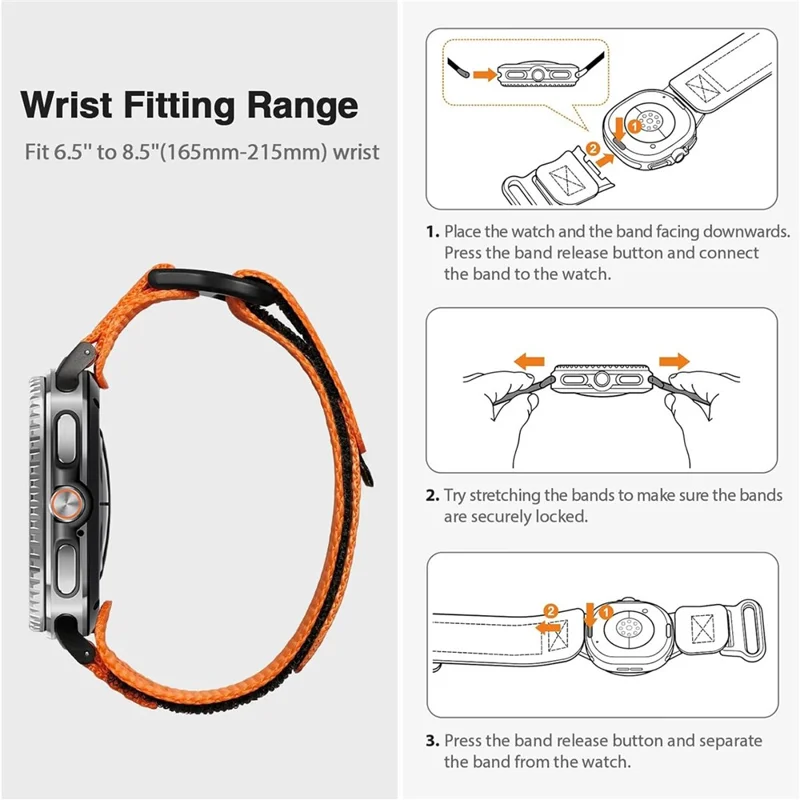 Woven Nylon Sport Band For Samsung Galaxy Watch Ultra2 / Watch Ultra (2025) 47mm / Watch Ultra 47mm Quick Release Adjustable Strap - Orange