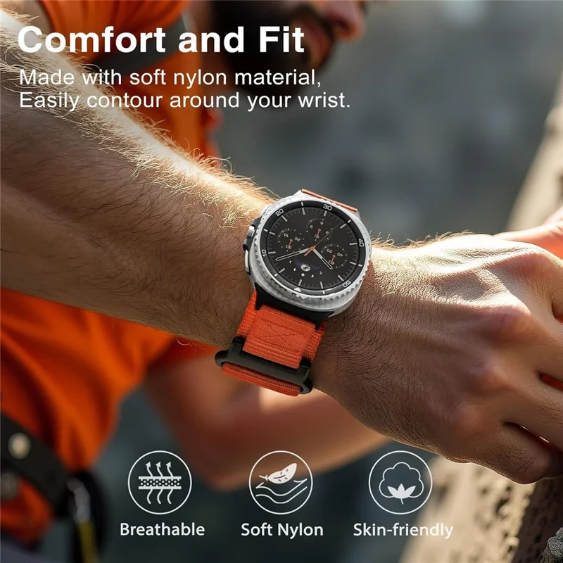 Woven Nylon Sport Band For Samsung Galaxy Watch Ultra2 / Watch Ultra (2025) 47mm / Watch Ultra 47mm Quick Release Adjustable Strap - Orange