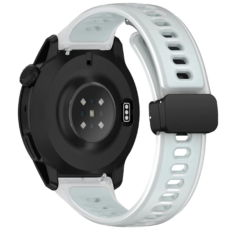 Silikon-Uhrenarmband für Coros Pace 4, 22 mm, transparentes Armband mit magnetischem Faltverschluss – Weiß