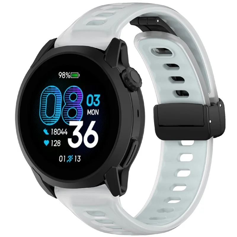 Silikon-Uhrenarmband für Coros Pace 4, 22 mm, transparentes Armband mit magnetischem Faltverschluss – Weiß