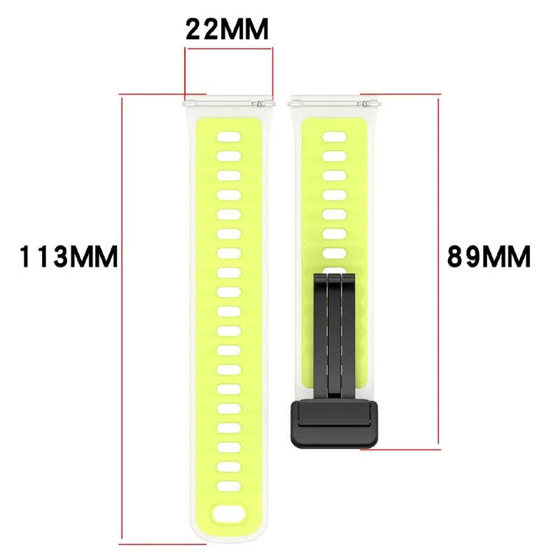 Silikon-Uhrenarmband für Coros Pace 4, 22 mm, transparentes Armband mit magnetischem Faltverschluss – Weiß