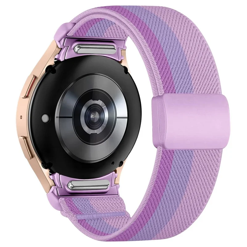 Correa para Samsung Galaxy Watch7 44mm / 40mm, correa rápida de nailon con botón de liberación, textura de sarga, cierre magnético de plástico - morado degradado