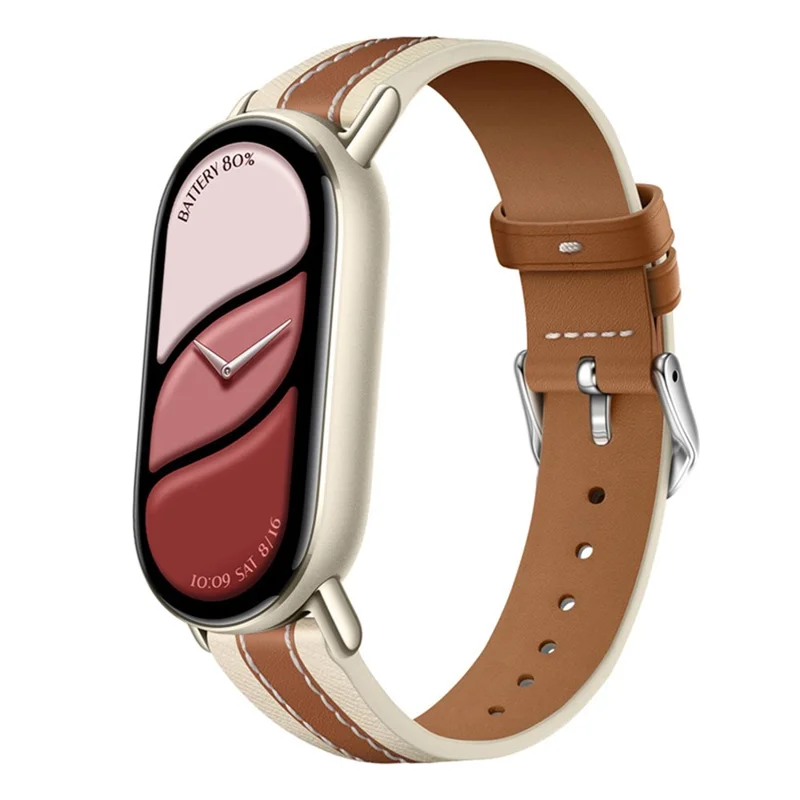 Watch Strap for Xiaomi Smart Band 10 / 9 / 8 Genuine Cow Leather Replacement Watchband - Brown