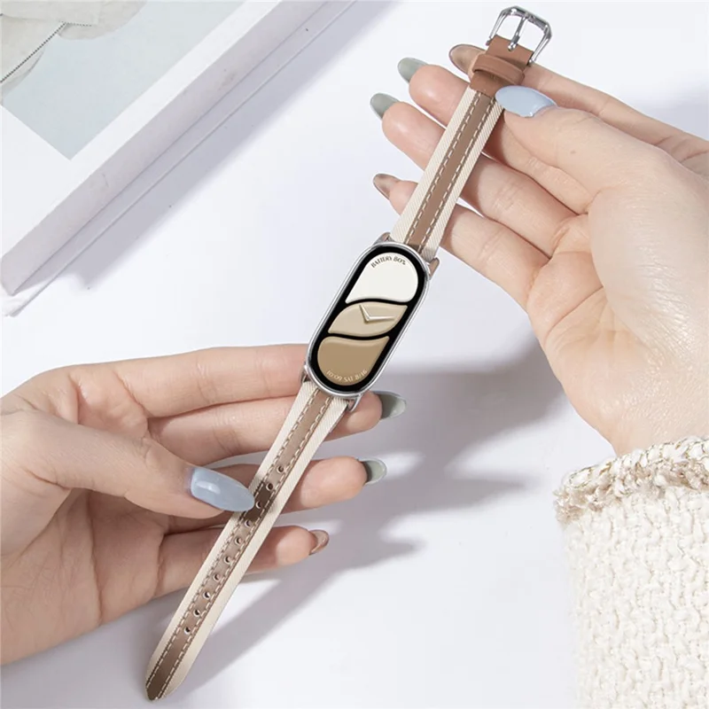 Watch Strap for Xiaomi Smart Band 10 / 9 / 8 Genuine Cow Leather Replacement Watchband - Brown