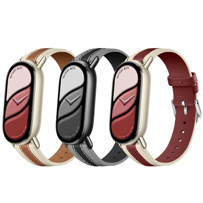 Watch Strap for Xiaomi Smart Band 10 / 9 / 8 Genuine Cow Leather Replacement Watchband - Brown