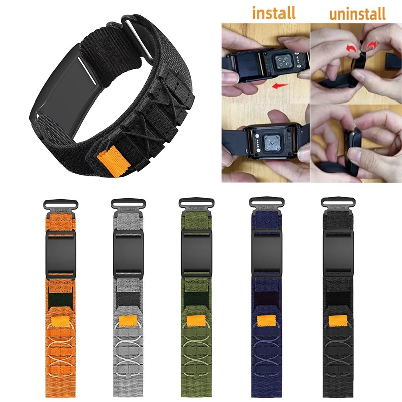 Opaska z siatki nylonowej z zatrzaskiem magicznym do zegarka Polar Loop z etui ochronnym – Czarny