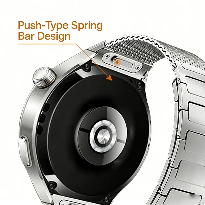 For Huawei Watch 4 Pro Stainless Steel Mesh Magnetic Wrist Strap Quick Release Band with I-Shaped Clasp - Titanium