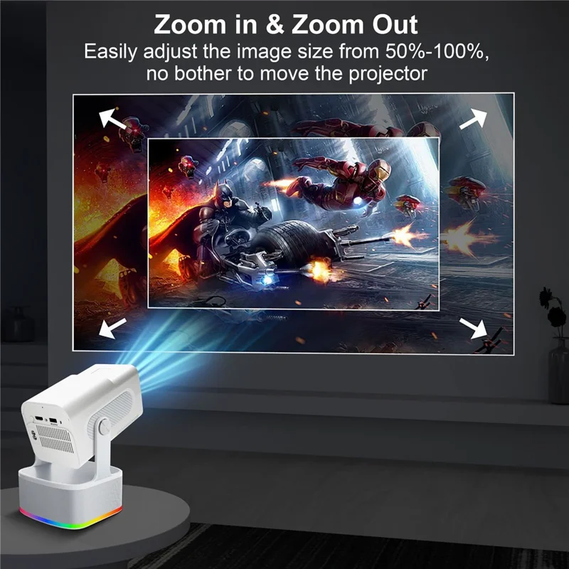 HCS350 PLUS 1080P 450 ANSI Projecteur Portable Android 11 avec Haut-parleur, Microphone et Manette de Jeu - Prise US