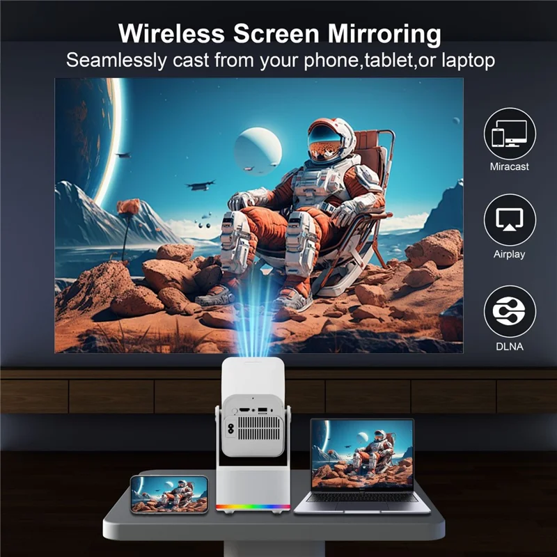 HCS350 PLUS 1080P 450 ANSI Projecteur Portable Android 11 avec Haut-parleur, Microphone et Manette de Jeu - Prise US