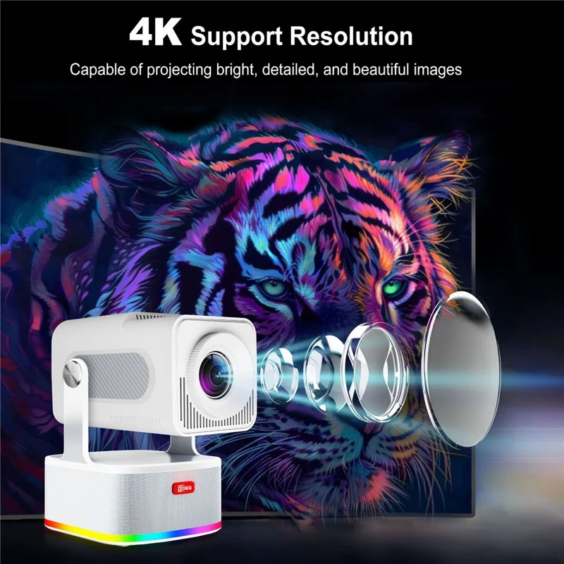 HCS350 PLUS 1080P 450 ANSI Projecteur Portable Android 11 avec Haut-parleur, Microphone et Manette de Jeu - Prise US