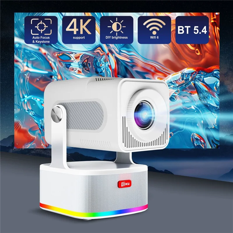 HCS350 PLUS 1080P 450 ANSI Projecteur Portable Android 11 avec Haut-parleur, Microphone et Manette de Jeu - Prise US