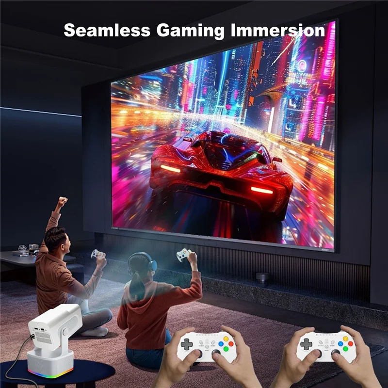 HCS350 PLUS 1080P 450 ANSI Projecteur Portable Android 11 avec Haut-parleur, Microphone et Manette de Jeu - Prise US