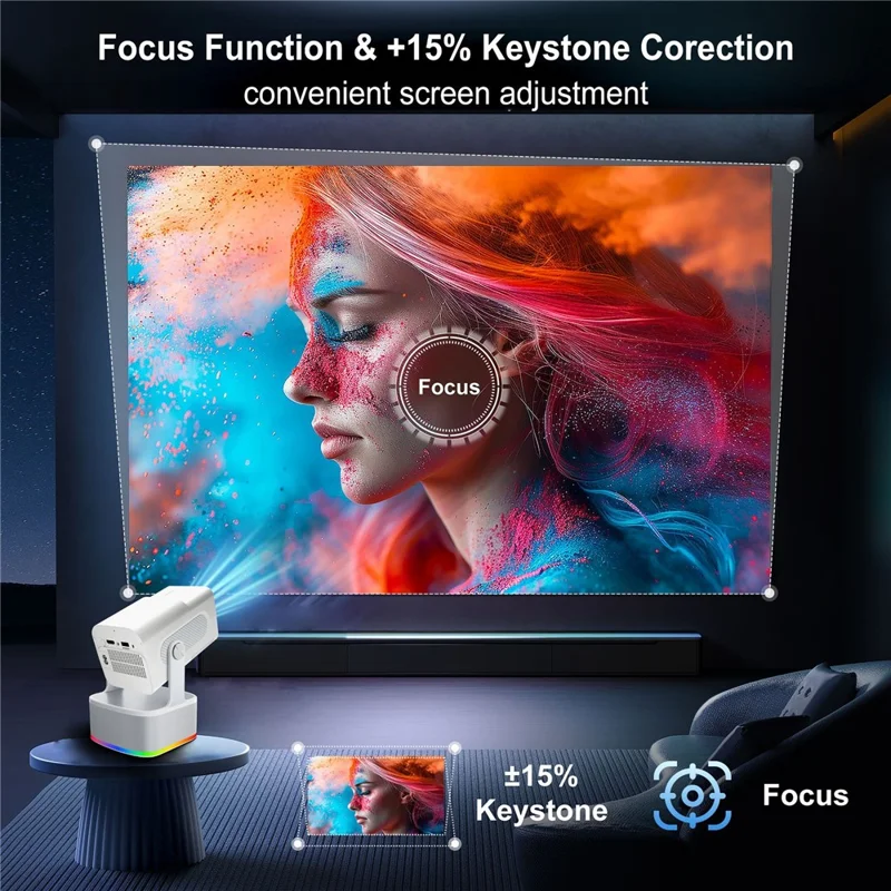 HCS350 PLUS 1080P 450 ANSI Projecteur Portable Android 11 avec Haut-parleur, Microphone et Manette de Jeu - Prise US