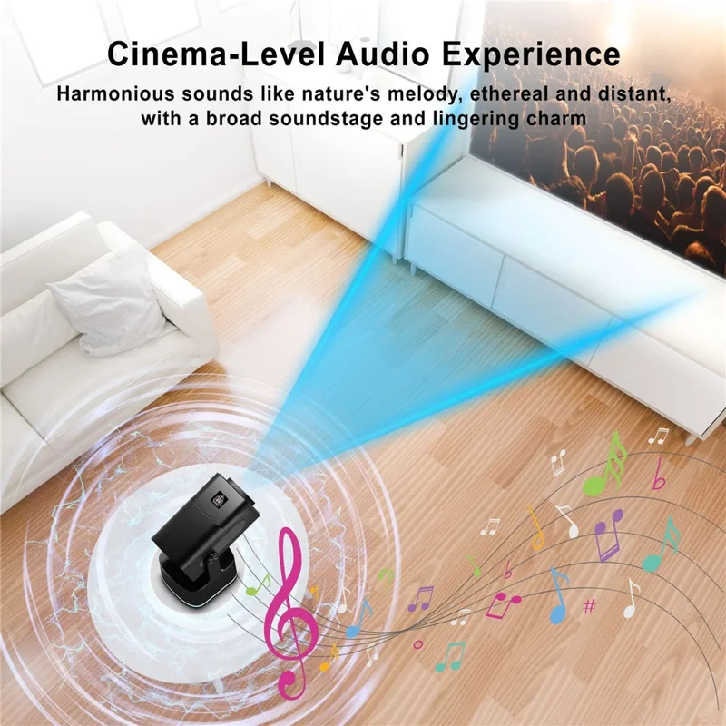 HCS350 450 ANSI 1080P HD Projecteur avec Karaoké, Haut-parleur, Home Cinéma, Microphone et Télécommande Vocale - Prise US