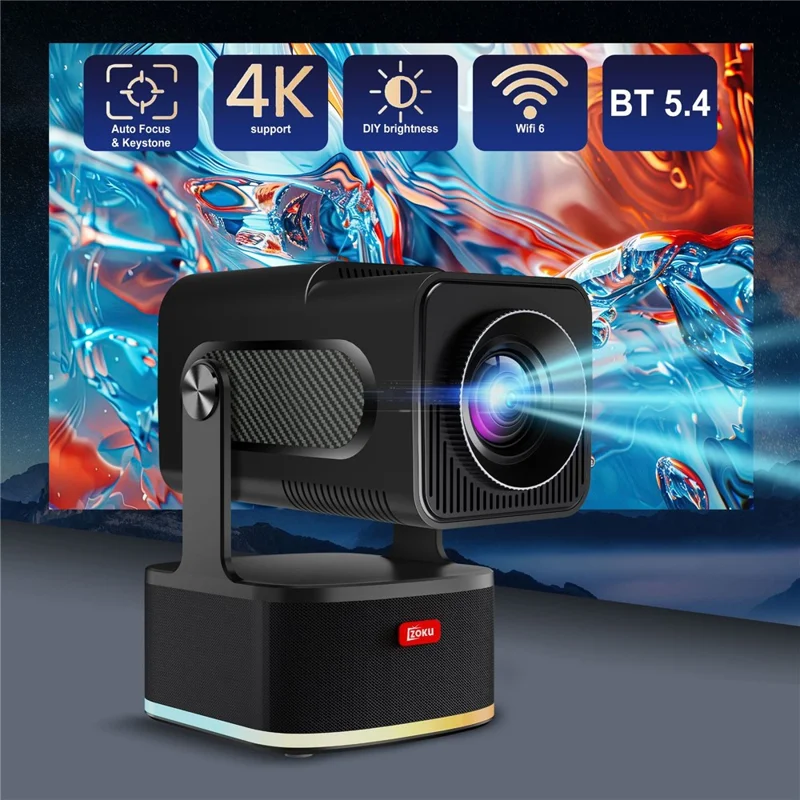 HCS350 450 ANSI 1080P HD Projecteur avec Karaoké, Haut-parleur, Home Cinéma, Microphone et Télécommande Vocale - Prise US