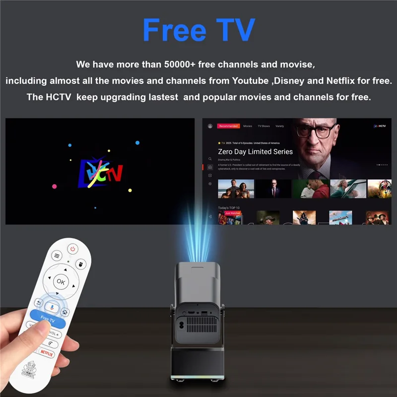 HCS350 450 ANSI 1080P HD Projecteur avec Karaoké, Haut-parleur, Home Cinéma, Microphone et Télécommande Vocale - Prise US