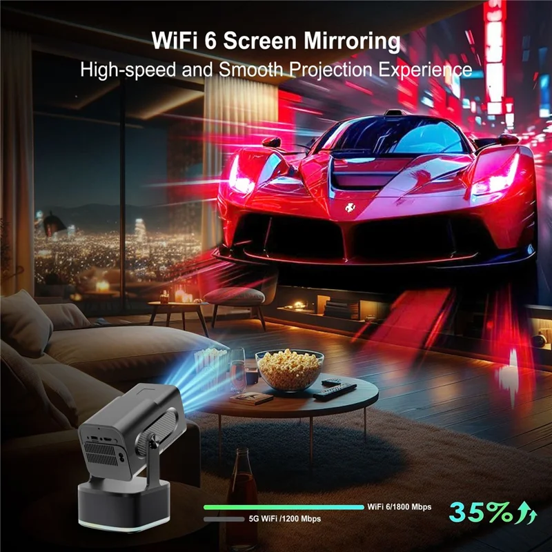 HCS350 450 ANSI 1080P HD Projecteur avec Karaoké, Haut-parleur, Home Cinéma, Microphone et Télécommande Vocale - Prise US