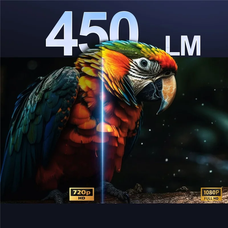 HCS350 450 ANSI 1080P HD Projecteur avec Karaoké, Haut-parleur, Home Cinéma, Microphone et Télécommande Vocale - Prise US