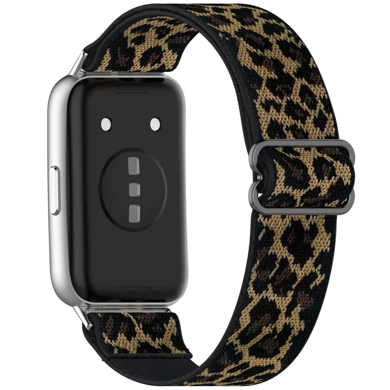 Elastic Wrist Strap for Huawei Band 11 Pro NFC / 11 NFC / 11 Pro / 11 Nylon Braided Watch Band with Slide Clasp - Leopard Print