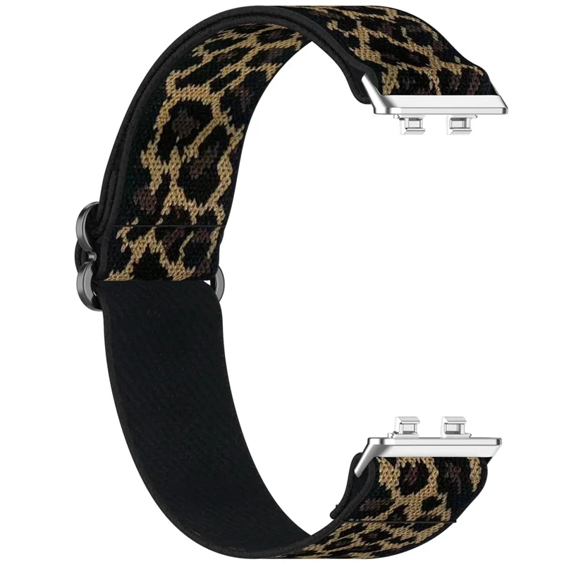Elastic Wrist Strap for Huawei Band 11 Pro NFC / 11 NFC / 11 Pro / 11 Nylon Braided Watch Band with Slide Clasp - Leopard Print