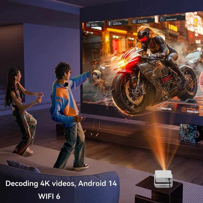 IMC880 Портативный 4K проектор WiFi 6 BT 5.0 200 ANSI люменов Android 14 мини-проектор, 1+8 ГБ — ЕС вилка