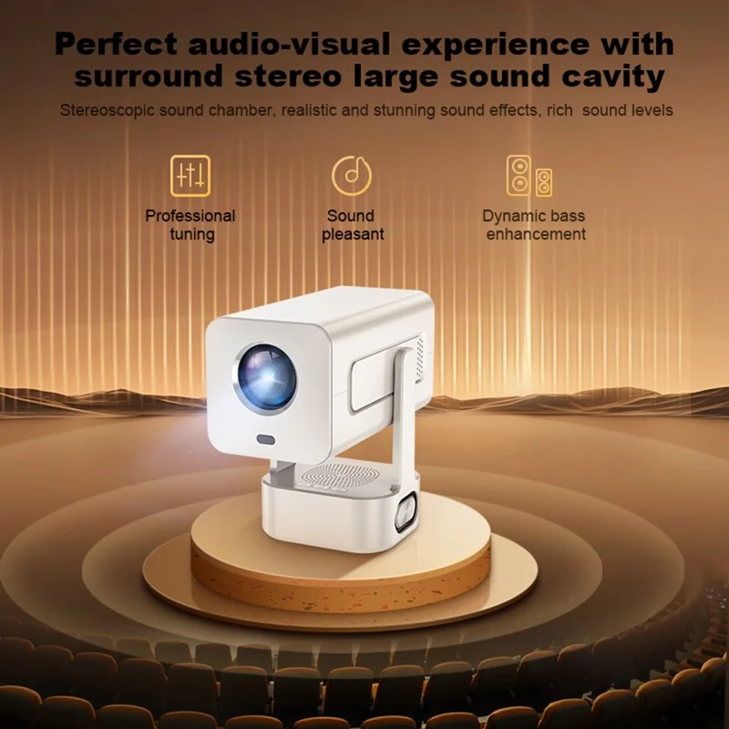 IMC360 LCD Projector 320 ANSI Lumen 1080P WiFi 6 Android 11 1GB+8GB Autofocus Projector for Home Theater, Single Speaker - White  /  EU Plug