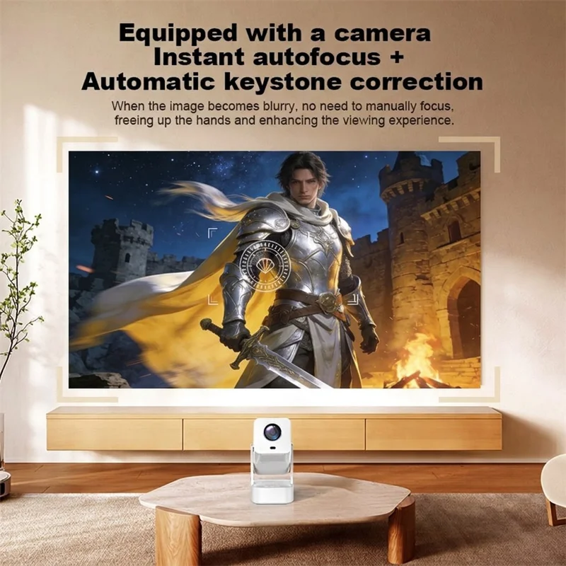 IMC360 LCD Projector 320 ANSI Lumen 1080P WiFi 6 Android 11 1GB+8GB Autofocus Projector for Home Theater, Single Speaker - Black  /  US Plug