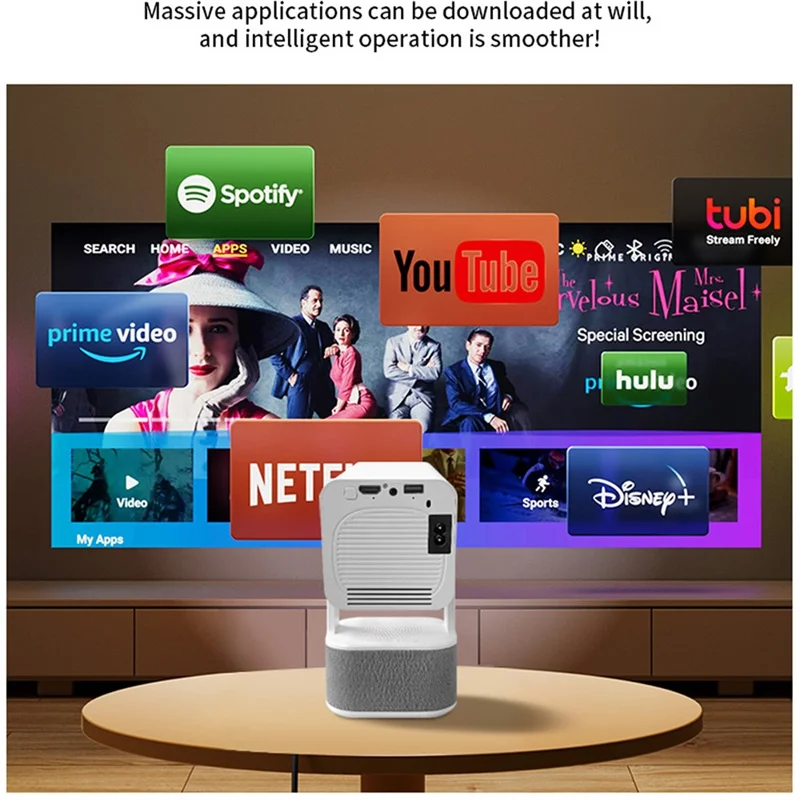 IMC360 1GB+8GB LCD Projector Autofocus 1080P HD WiFi 6 Home Cinema Projector, Dual Speakers, Cloth Coating Base - White  /  EU Plug