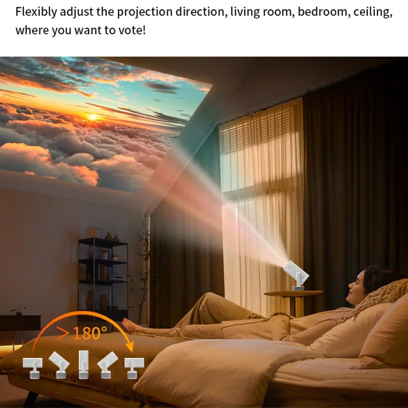 IMC360 1GB+8GB LCD Projector Autofocus 1080P HD WiFi 6 Home Cinema Projector, Dual Speakers, Cloth Coating Base - White  /  EU Plug