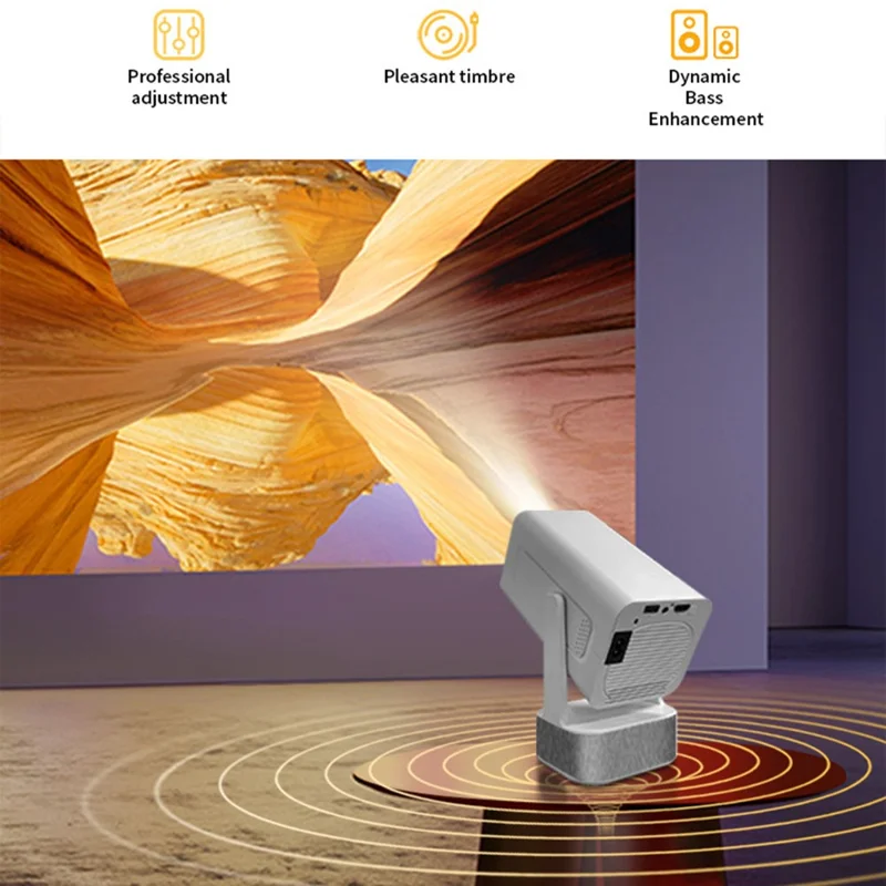 IMC360 1GB+8GB LCD Projector Autofocus 1080P HD WiFi 6 Home Cinema Projector, Dual Speakers, Cloth Coating Base - White  /  EU Plug