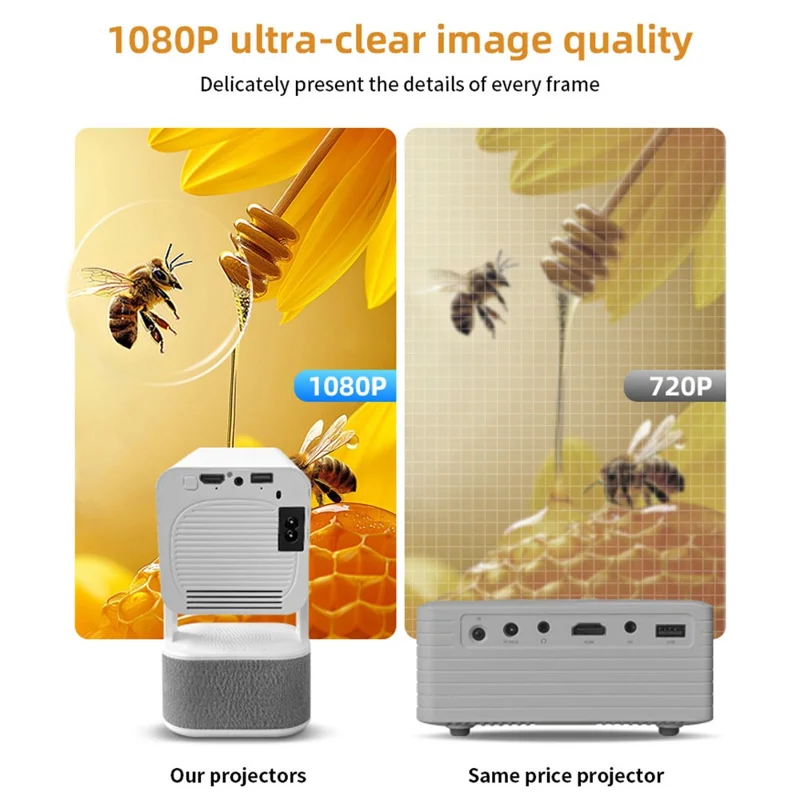 IMC360 1GB+8GB LCD Projector Autofocus 1080P HD WiFi 6 Home Cinema Projector, Dual Speakers, Cloth Coating Base - White  /  EU Plug