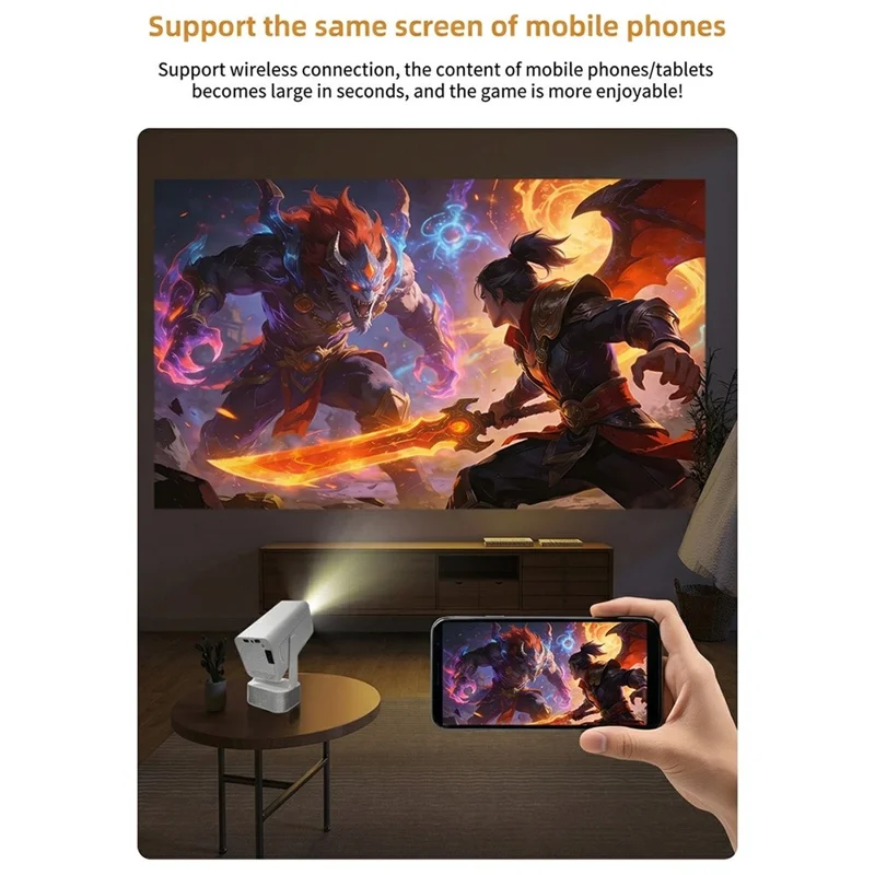 IMC360 1GB+8GB LCD Projector Autofocus 1080P HD WiFi 6 Home Cinema Projector, Dual Speakers, Cloth Coating Base - White  /  EU Plug