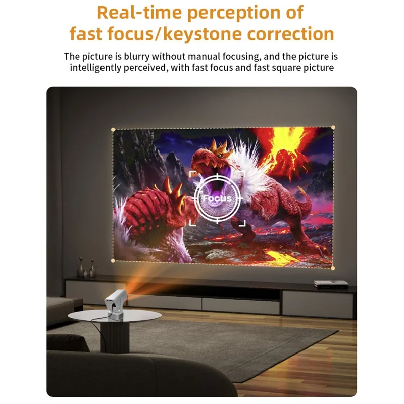 IMC360 1GB+8GB LCD Projector Autofocus 1080P HD WiFi 6 Home Cinema Projector, Dual Speakers, Cloth Coating Base - White  /  EU Plug