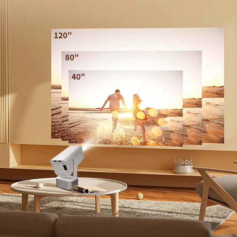 IMC360 1GB+8GB LCD Projector Autofocus 1080P HD WiFi 6 Home Cinema Projector, Dual Speakers, Cloth Coating Base - White  /  EU Plug