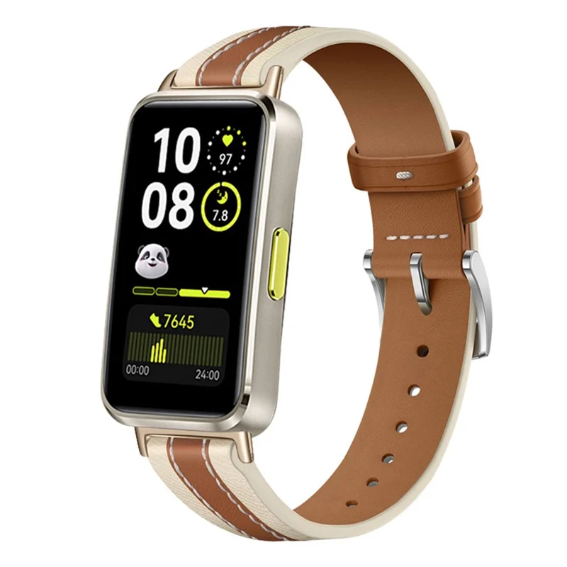 Watch Strap for Huawei Band 10  /  9  /  8 Genuine Cow Leather Replacement Watchband - Brown