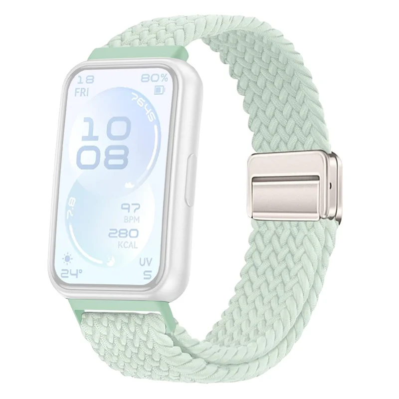 Elastic Woven Nylon Strap for Huawei Band 11  /  11 Pro Watch Band Adjustable with Magnetic Clasp - Mint Green