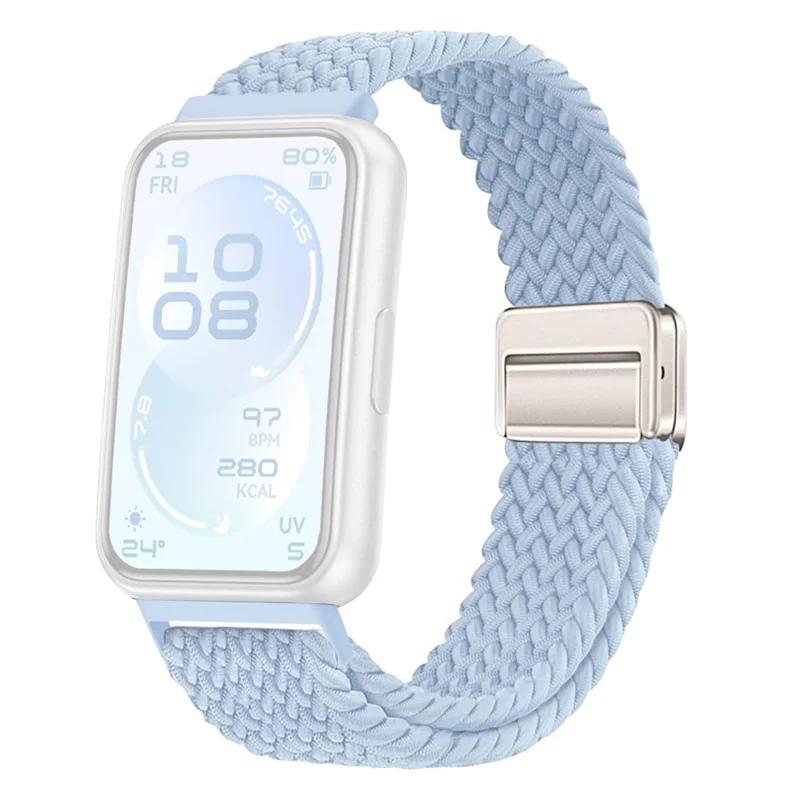 Elastic Woven Nylon Strap for Huawei Band 11  /  11 Pro Watch Band Adjustable with Magnetic Clasp - Cyan