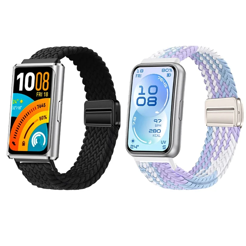 Elastic Woven Nylon Strap for Huawei Band 11  /  11 Pro Watch Band Adjustable with Magnetic Clasp - Cyan