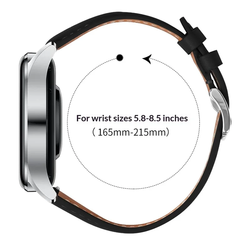 22mm Leather Watch Band for Samsung Gear S3 Wristband Replacement with Stitching - Black