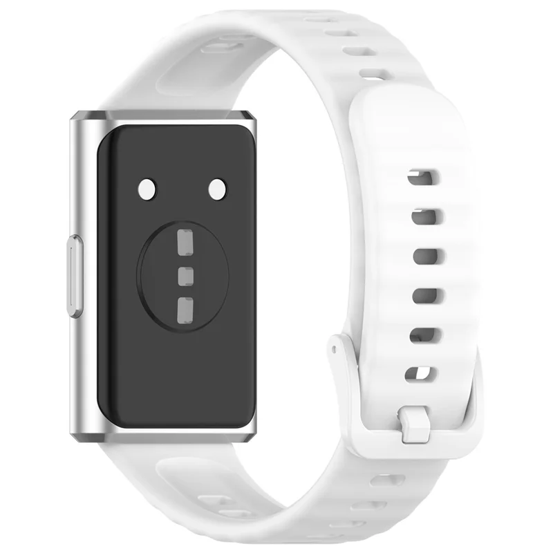 Wave Texture Silicone Strap for Huawei Band 11 / 11 Pro / 11 NFC / 11 Pro NFC Metal Buckle Watch Band - White