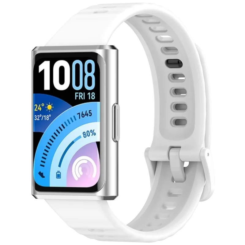 Wave Texture Silicone Strap for Huawei Band 11 / 11 Pro / 11 NFC / 11 Pro NFC Metal Buckle Watch Band - White